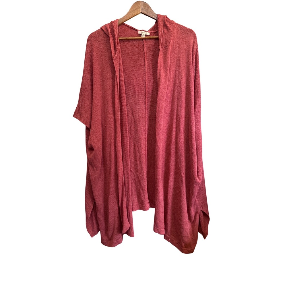 Remixmess Hooded Open Front‎ Cardigan Women Small Rose Pink Knit Sweater